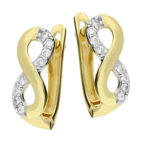 Kolczyki złote ósemki z cyrkoniami S3 MS-220 próba 585 Sezam - 1