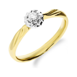 Złoty pierścionek z diamentem FLOWER Magic KU 74 próba 585 Sezam - 1