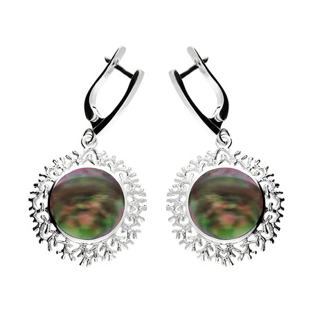 Kolczyki słońce  z zieloną masą perłową NJ 7244 próba 925