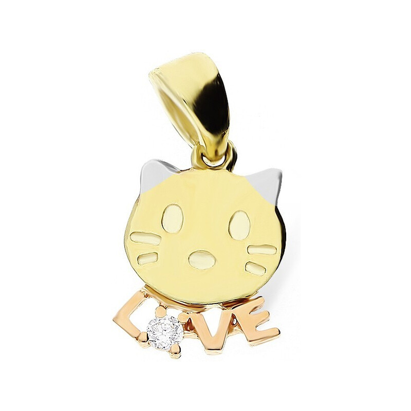 Zawieszka złota kotek z napisem Love AR 203312-TC-FCZ próba 333