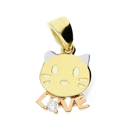 Zawieszka złota kotek z napisem Love AR 203312-TC-FCZ próba 333