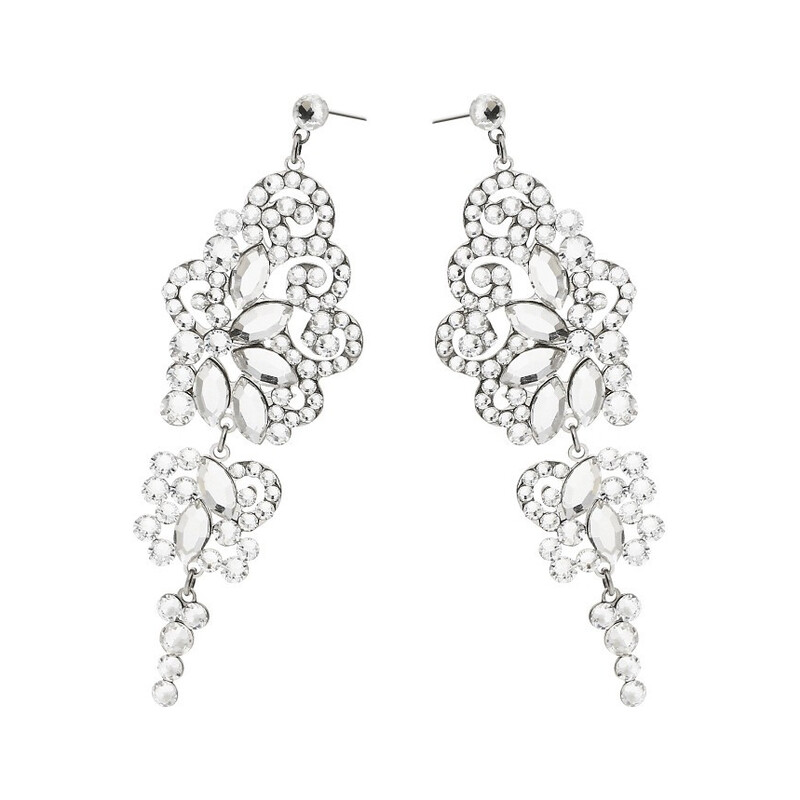 Srebrne kolczyki ślubne GRACE z kryształkami Swarovski RD 765-1 crystal próba 925