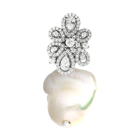 Srebrna zawieszka z perłą białą MABE i cyrkoniami CP PPC96493 próba 925 Sezam - 1