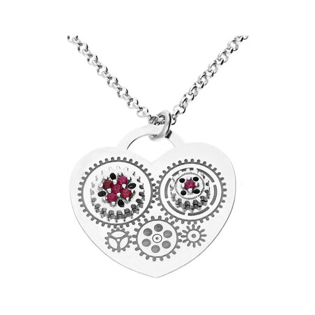 Srebrny naszyjnik motyw serca z trybikami NI498-1 próba 925 Sezam - 1