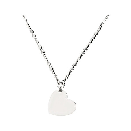 Naszyjnik srebrny z sercem gładkim i kulkami NI495 próba 925 Sezam - 1