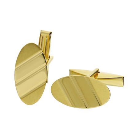 Złote spinki mankietówki owalne CB G-051 próba 585