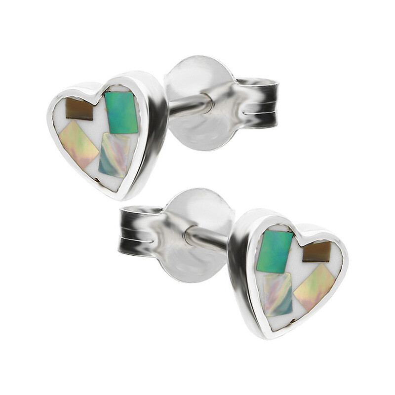 Kolczyki serce z masą perłową NJ 7132 próba 925