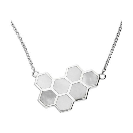 Naszyjnik plaster miodu z białą masą perłową NJ 7402 próba 925