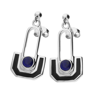 Kolczyki wahadło lapis lazuli z czarną emalią NJ12-1 2620212.2 próba 925