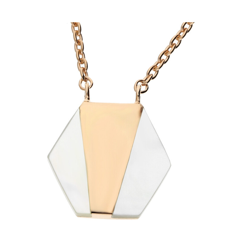 Naszyjnik sześciokąt rose z białą masą perłową NJ20 6610051.1 próba 925