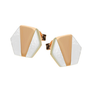 Kolczyki sześciokąt rose z białą masą perłową NJ20 2610635.1 próba 925