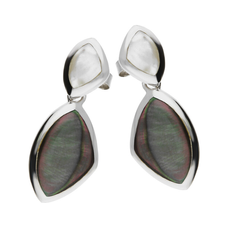 Kolczyki trójkąt obły z szarą masą perłową NJ17 2610014 próba 925