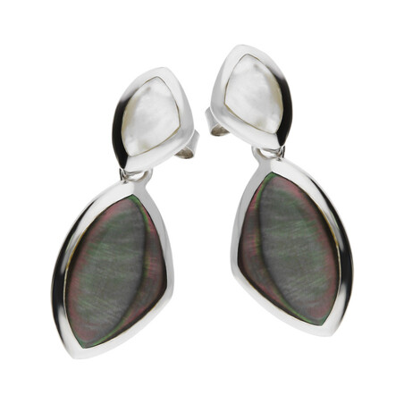 Kolczyki trójkąt obły z szarą masą perłową NJ17 2610014 próba 925