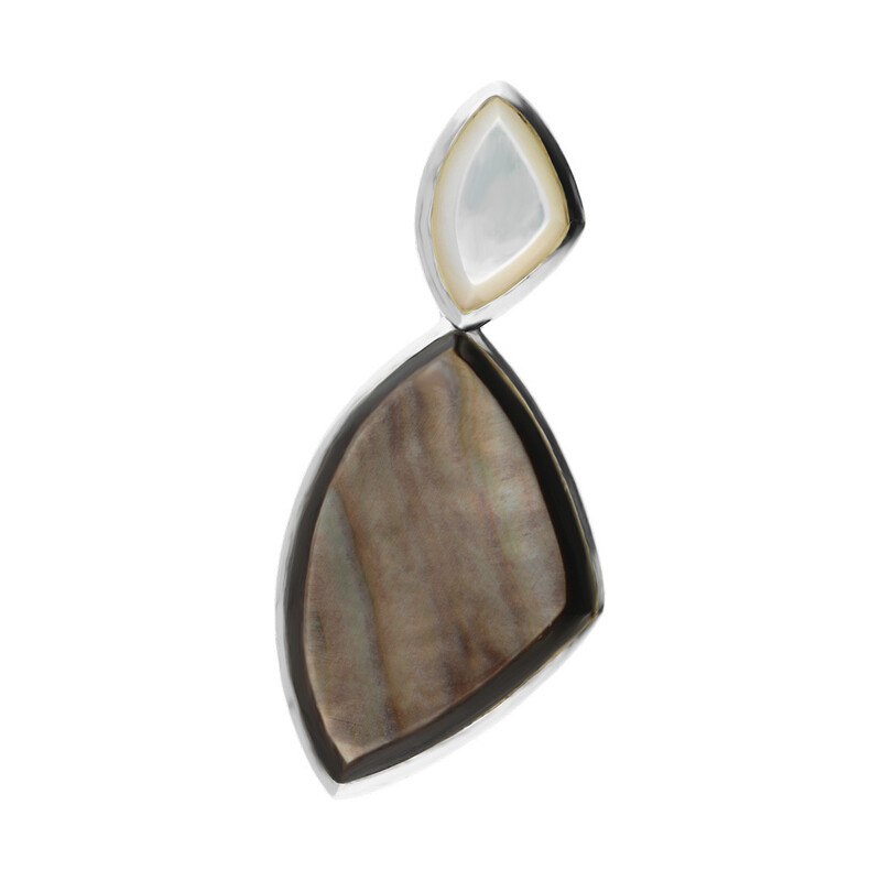 Zawieszka trójkąt obły z szarą masą perłową NJ17 1610015 próba 925