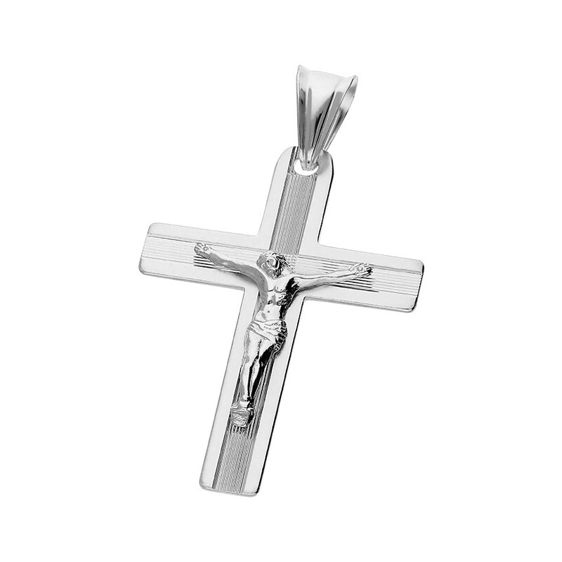 Krzyżyk srebrny wizerunek Jezusa ramiona kwadratowe dis MV KD001 próba 925    