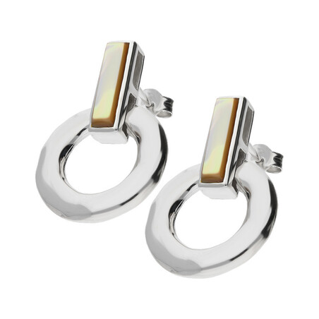 Kolczyki kółko z prostokątem z brązowej masy perłowej NJ01 2610704 próba 925