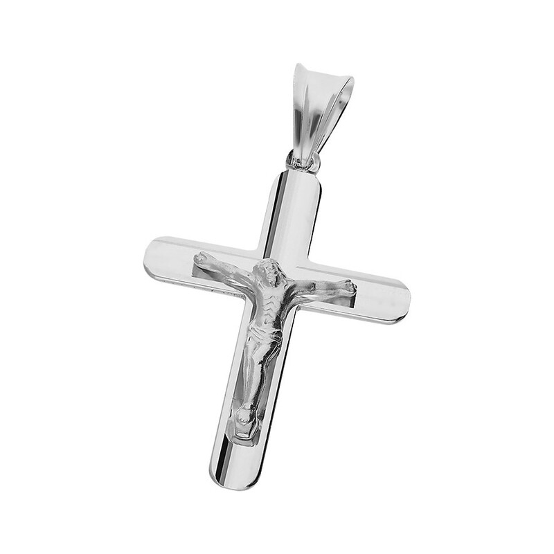 Krzyżyk srebrny z wizerunkiem Jezusa środek wybierany MV GKD054 próba 925   