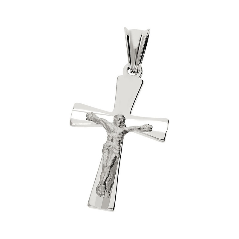 Krzyżyk srebrny z wizerunkiem Jezusa faza ramiona rozszerzone MV GKD057 próba 925     
