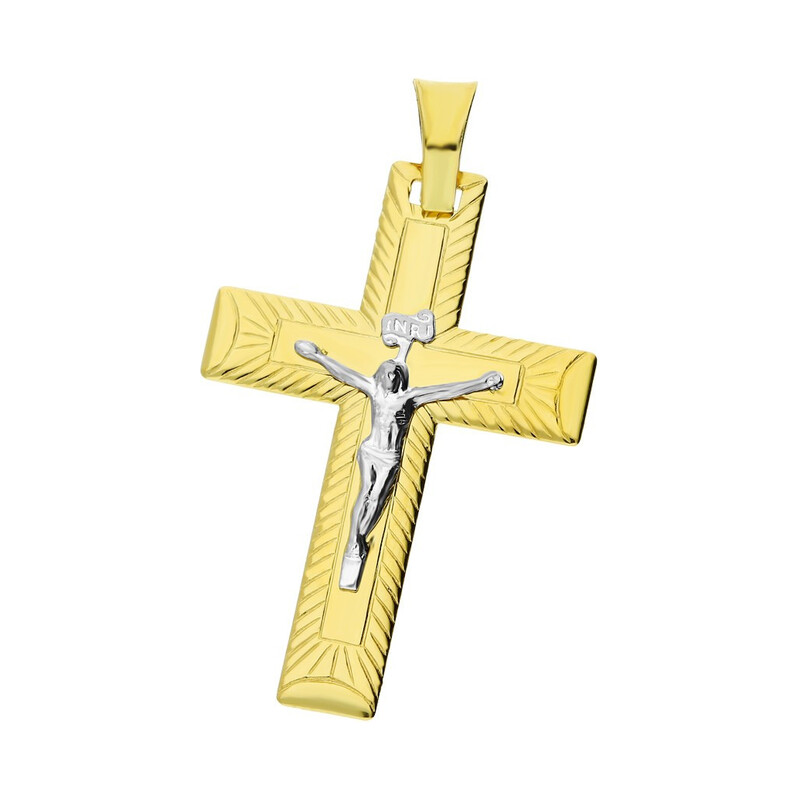 Krzyżyk złoty nacinany z wizerunkiem Jezusa CB C-119 próba 585
