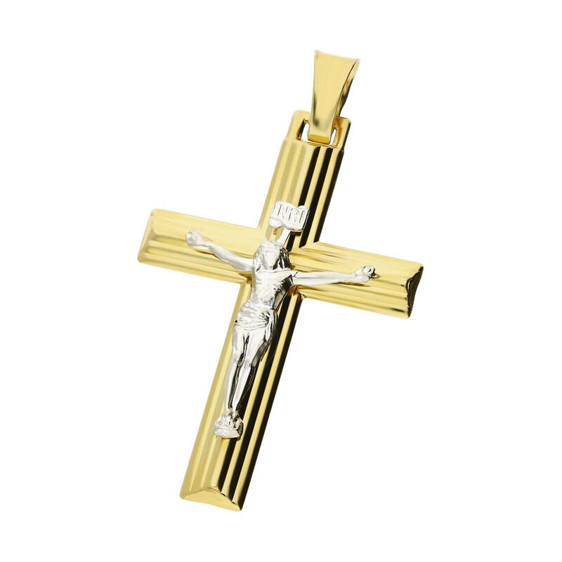 Krzyżyk złoty dwukolorowy z wizerunkiem Jezusa Chrystusa CB C-580 próba 585    