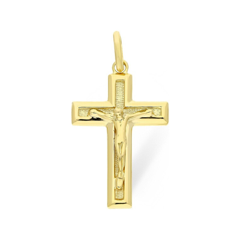 Krzyżyk złoty żłobiony z wizerunkiem Jezusa Chrystusa CB C-098-1 próba 585  