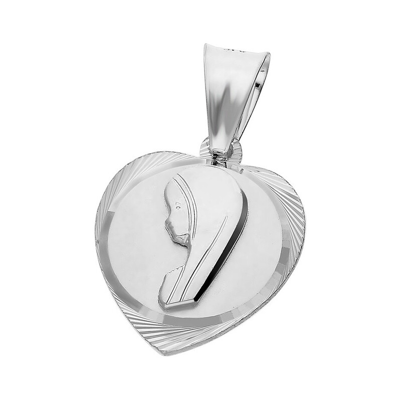  Medalik srebrny z główka Matki Boskiej w sercu nr MV MD351 rod próba 925    