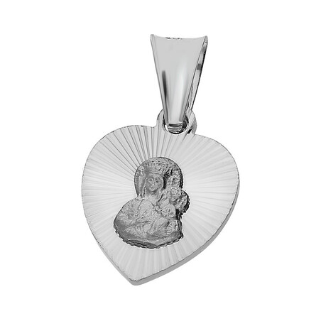 Medalik srebrny z wizerunkiem Matki Boskej Częstochowskiej w sercu nr MV MD129 rod próba 925    