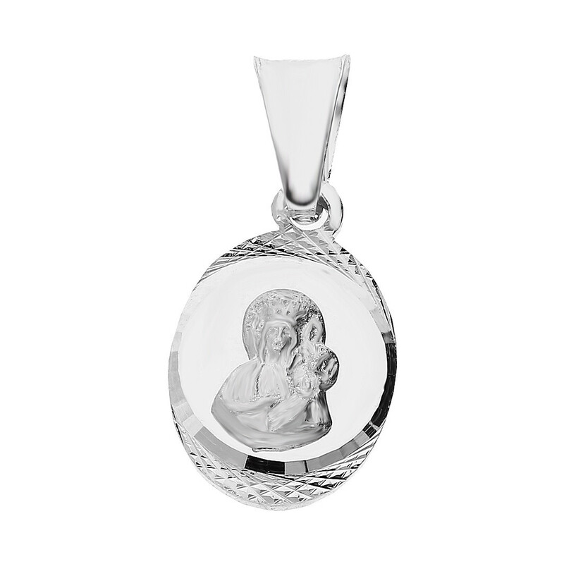 Medalik srebrny z wizerunkiem Matki Boskiej Częstochowskiej nr MV GMD139 rod próba 925  