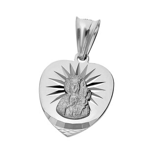 Medalik srebrny z wizerunkiem Matki Boskiej Częstochowskiej w sercu nr MV GMD049 rod próba 925  