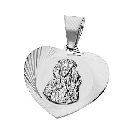 Medalik srebrny Matka Boska Częstochowska serce dis + mat MV MD124 rod próba 925