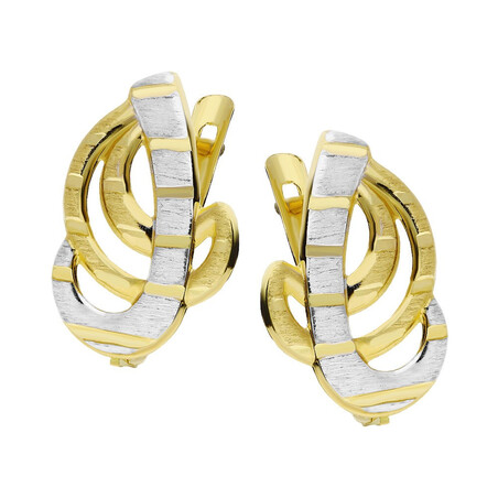 Kolczyki złote dwa kolory blaszka ażur liśći nr S3 KRZ-10 GS próba 585    