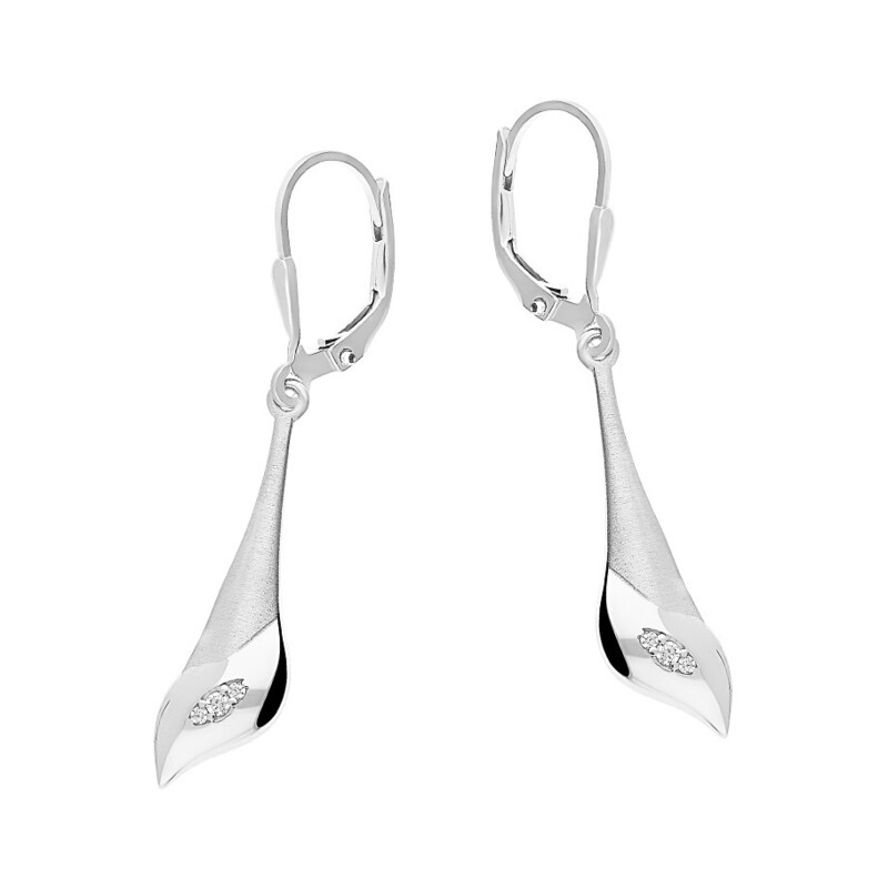 Kolczyki srebrne listek z cyrkoniami OL OKP126 próba 925