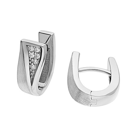 Kolczyki blaszki satynowe z cyrkoniami  OL OKP648 próba 925