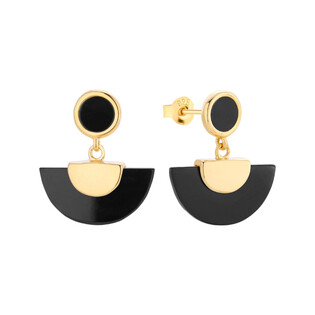 Kolczyki wachlarz onyks+kółko  ZJ 382-ONX-Z próba 925