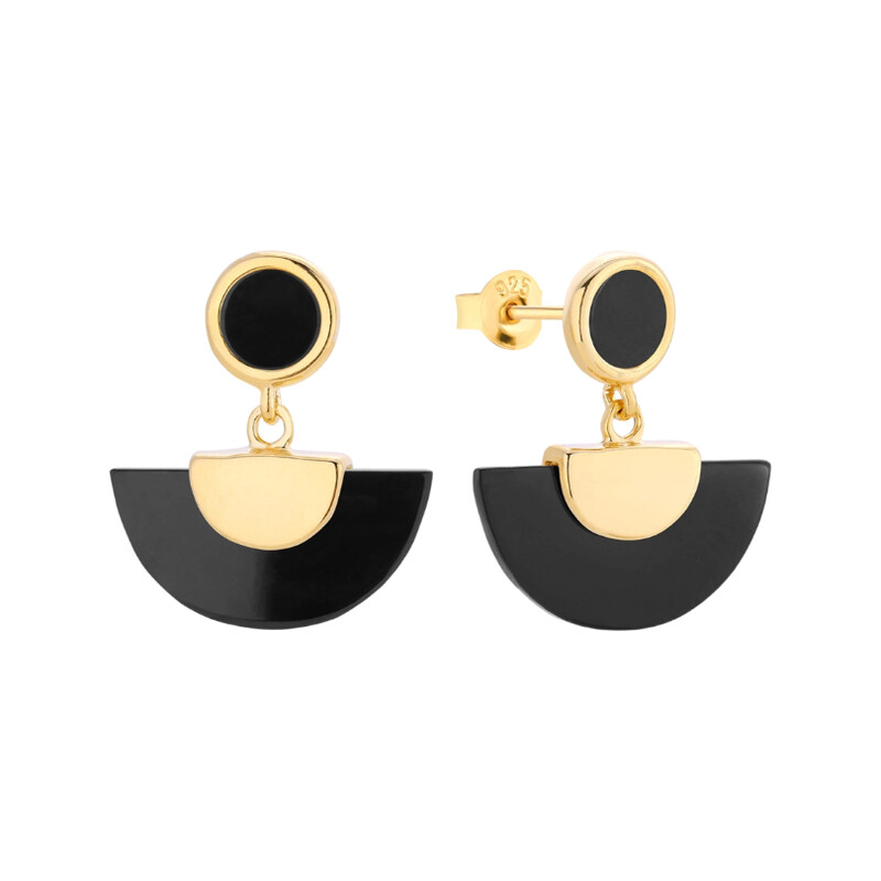 Kolczyki wachlarz onyks+kółko  ZJ 382-ONX-Z próba 925