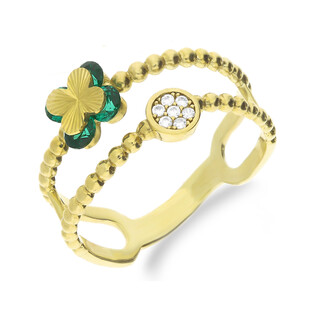 Pierścionek złoty koniczyna z cyrkoniami+bead S3 AK-YZ-105 próba 333