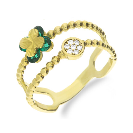 Pierścionek złoty koniczyna z cyrkoniami+bead S3 AK-YZ-105 próba 333