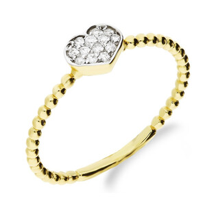 Złoty pierścionek zaręczynowy RINGS z sercem i diamentami S3 MP022 beads obrączka próba 585