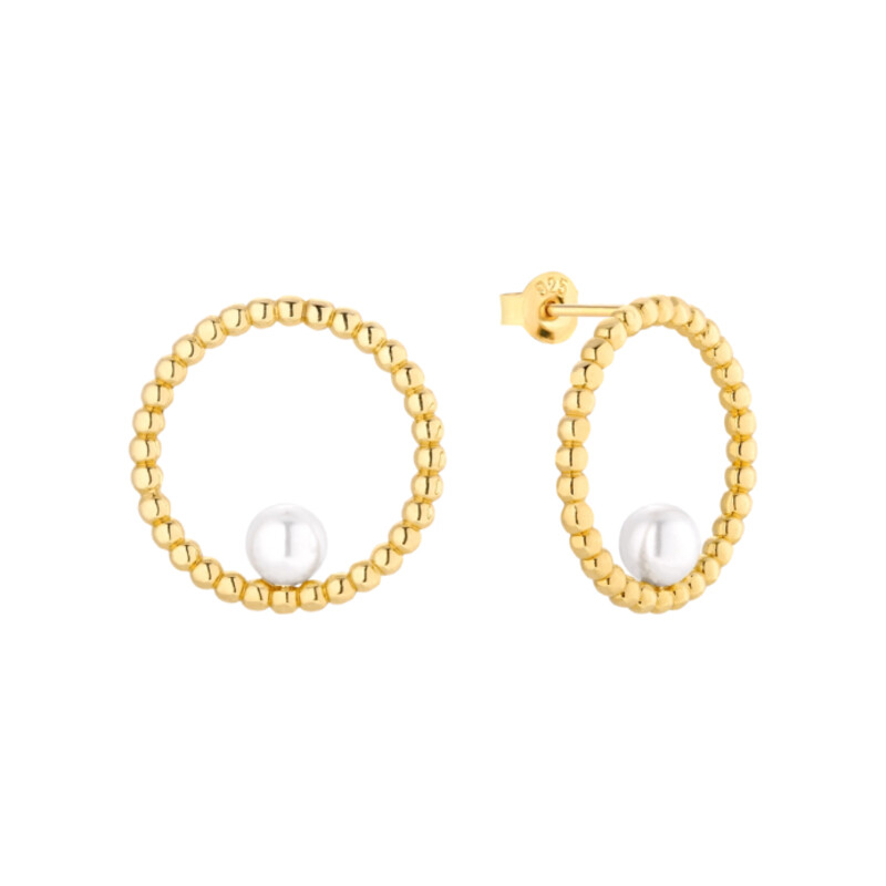 Kolczyki pozłacane kółko ramka z perłą ZJ 409-DN-Z próba 925