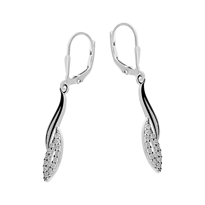 Kolczyki srebrne fala z cyrkoniami OL OKP281 próba 925