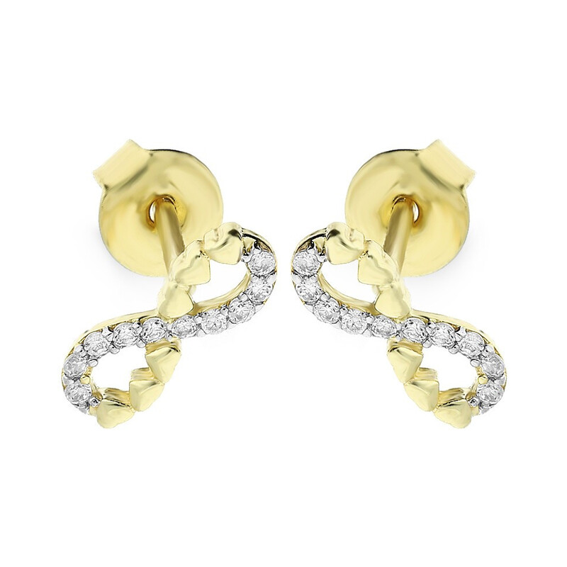 Kolczyki złote inifnity z serduszek z cyrkoniami MZ T5-ES-48-CZ próba 375