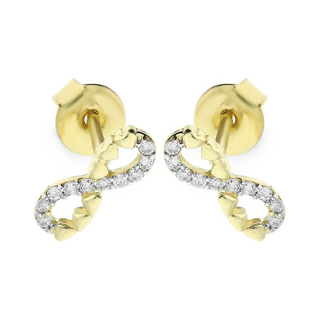 Kolczyki złote inifnity z serduszek z cyrkoniami próba 375