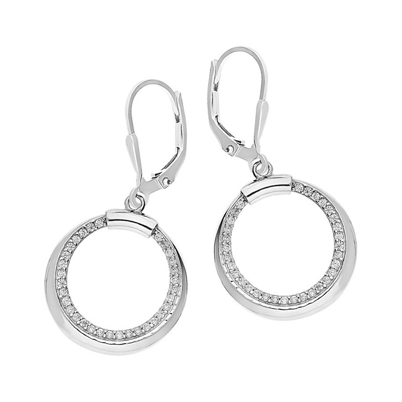 Kolczyki srebrne koło puste z cyrkoniami OL ZS-E517 próba 925