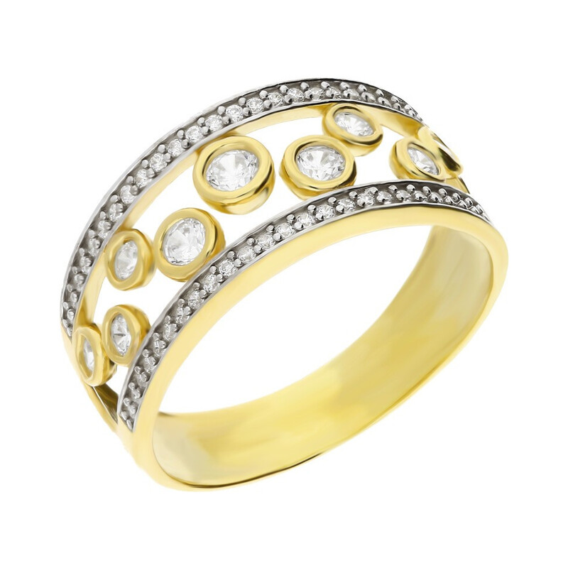 Pierścionek z białymi cyrkoniami obrączkowy nr NB 501297 próba 375