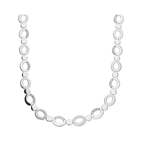 Naszyjnik srebrny owalne ramki z cyrkoniami