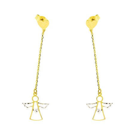 Kolczyki złote anioł ramka na łańcuszku nr S3 MLE-1043 próba 375