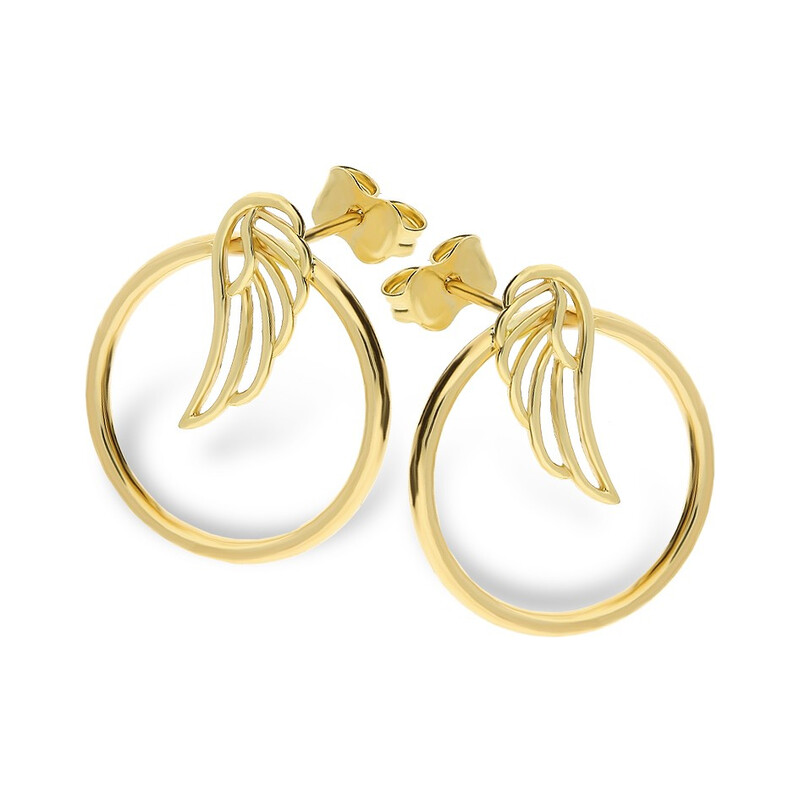 Kolczyki złote kółko z ażurowym skrzydłem/sztyft AR XXTE11244 próba 585