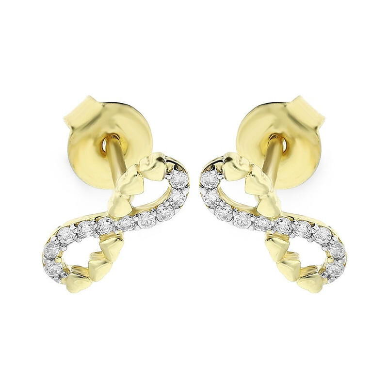 Kolczyki złote serduszka z nieskończonością próba 585