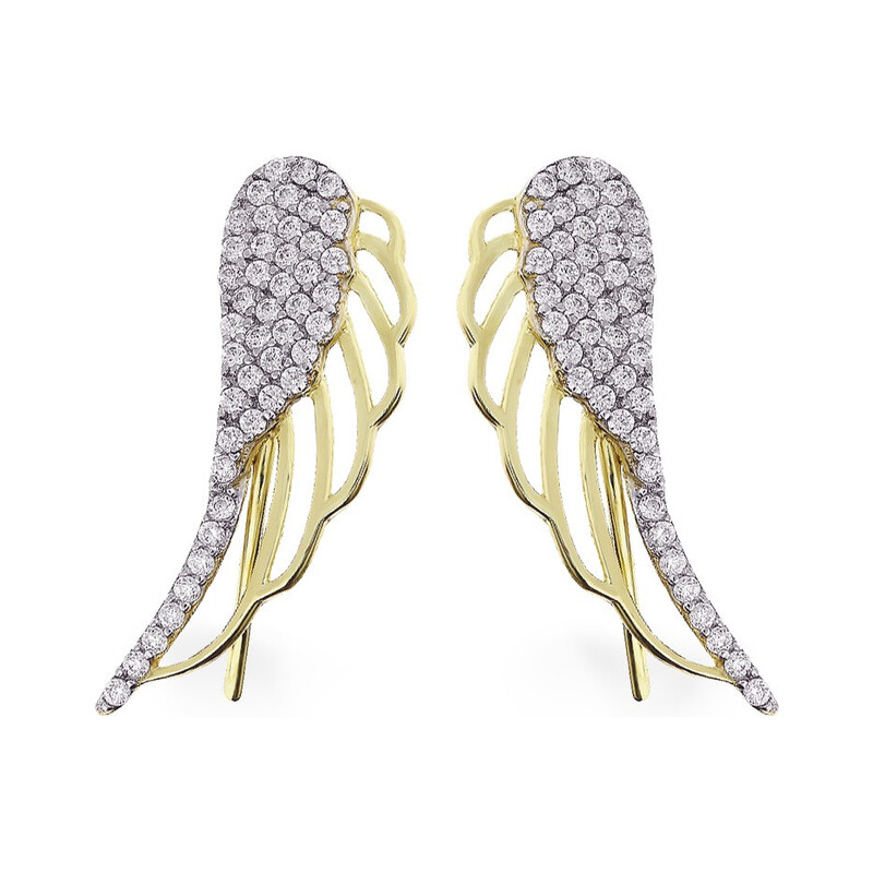 Kolczyki na płatek ażurowe skrzydło z cyrkoniami  MZ T5-E-HK-120-CZ próba 375