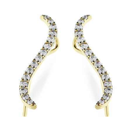 Kolczyki złote na płatek fala z cyrkoniami MZ T5-E-SNDR-1-CZ próba 375